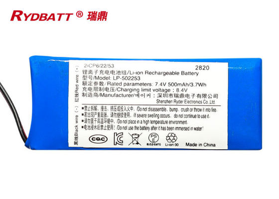Paquet de batterie de LP 502253 2S1P 7.4V 500mAh Li Ion 18650