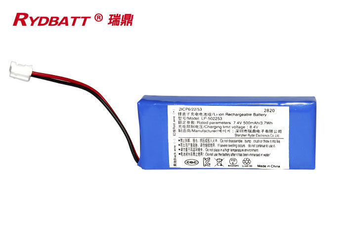 Paquet de batterie de LP 502253 2S1P 7.4V 500mAh Li Ion 18650